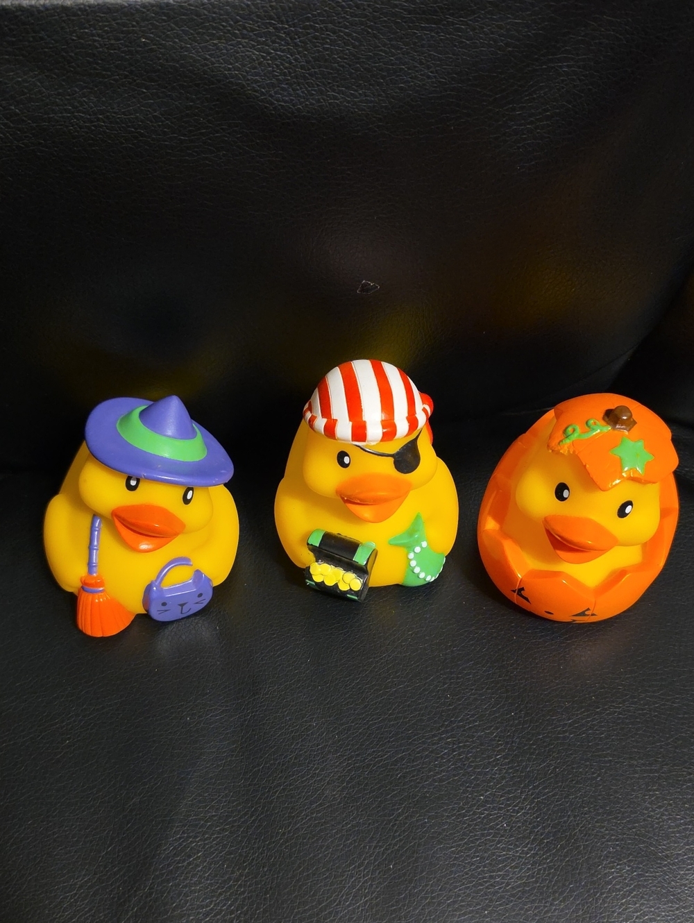 Yellow Halloween Rubber Duck Toy Trio - Witch, Pirate, Pumpkin
